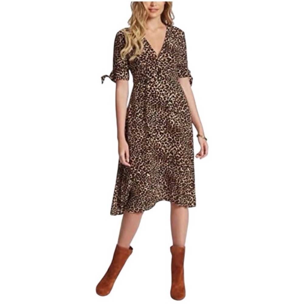 Jessica Simpson Leopard Animal Print Midi Dress Woman’s Size Medium NEW!